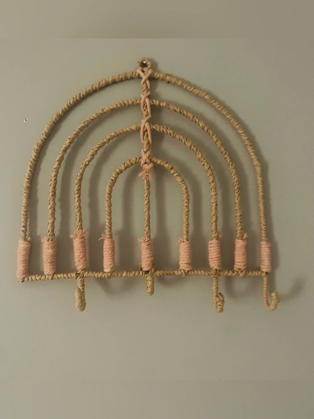 Handcrafted Rope Wall Hanging in Natural and Pink